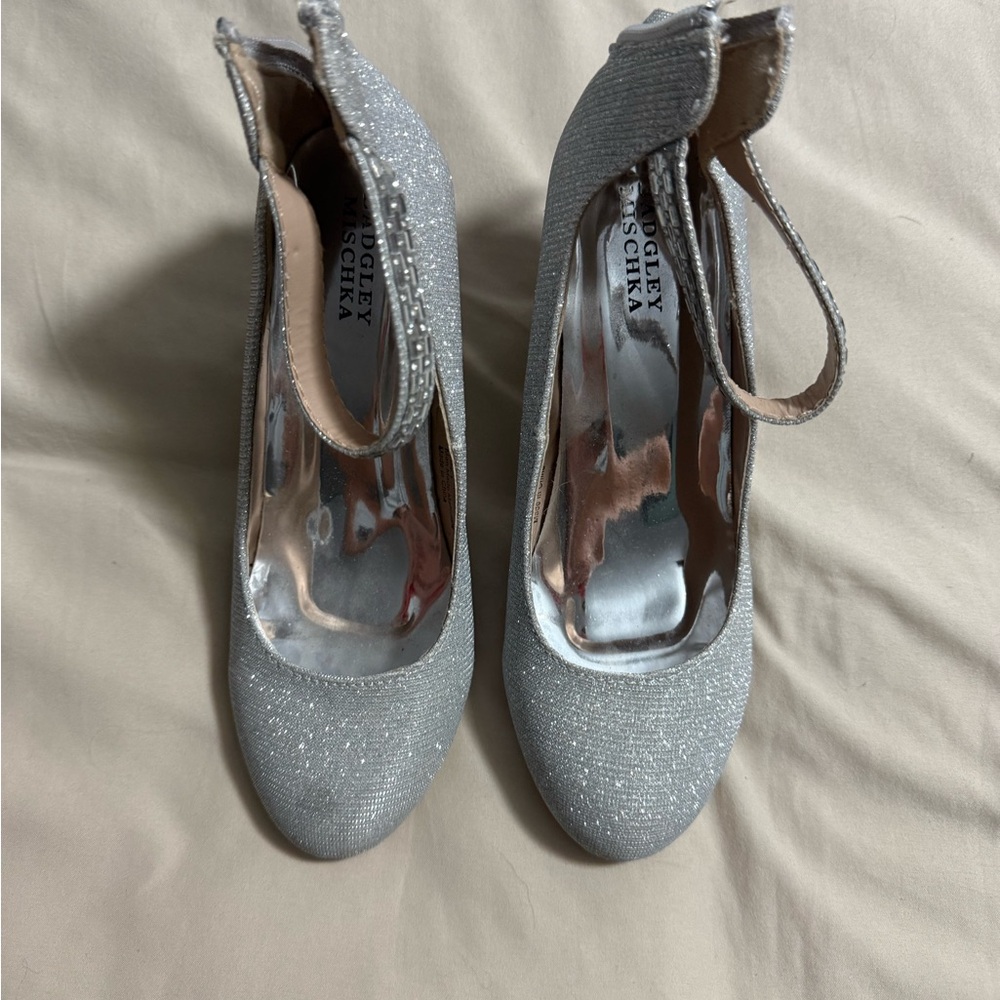Badgley Mischka Sparkling Silver Heels